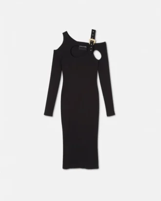 Baroque Buckle Cutout Midi Dress