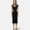 Baroque Buckle Midi Denim Dress