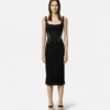 Baroque Buckle Midi Denim Dress