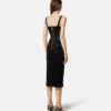 Baroque Buckle Midi Denim Dress