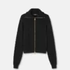 Embroidered Wool Knit Zip Sweater