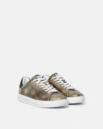 Greca Lizard-Effect Sneakers