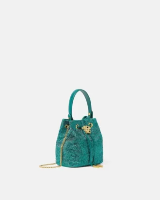 La Medusa Embellished Satin Mini Bucket Bag