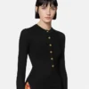 Merino Wool Ribbed Knit Henley Top
