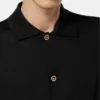 Silk-Cotton Knit Polo Cardigan