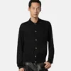 Silk-Cotton Knit Polo Cardigan