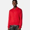 Silk-Cotton Knit Polo Cardigan