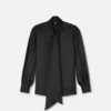 V Allover Jacquard Silk Lavalli&egrave;re Shirt