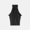 V Allover Jacquard Silk Lavalli&egrave;re Top