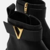 V Leather Ankle Boots