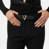 V Leather Belt 3 cm